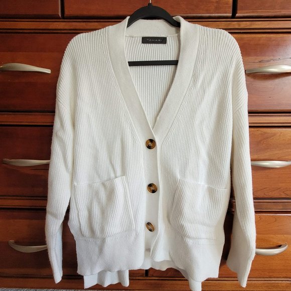 NWT Tahari Oversized Cardigan Sweater, White, Size S - Picture 1 of 4